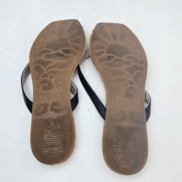 Korks Winnie Flat Flip Flop Sandals Black/Cork Women’s Size 8 Preowned - Picture 16 of 16